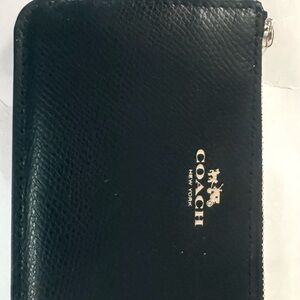 Coach Black Textured Leather Zip Wallet